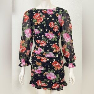 Storia Enchanted Black Floral Long Sleeve Dress Size XS. F36
